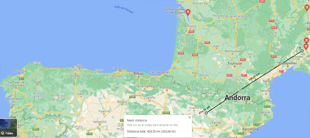 Localización y distancia de las centrales nucleares de Tricastin y Marcoule